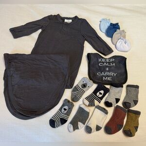 Mebie Baby | Charcoal Bamboo Knot Gown Bundle | 0-3 months